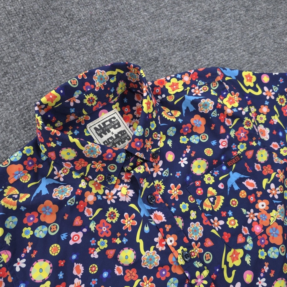 RSVLTS Shirt Boys Large Blue Floral NFG New Found Glory Music El Mantel Youth